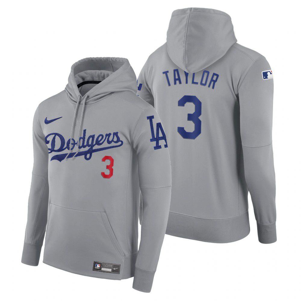 Men Los Angeles Dodgers #3 Taylor gray road hoodie 2021 MLB Nike Jerseys->los angeles dodgers->MLB Jersey